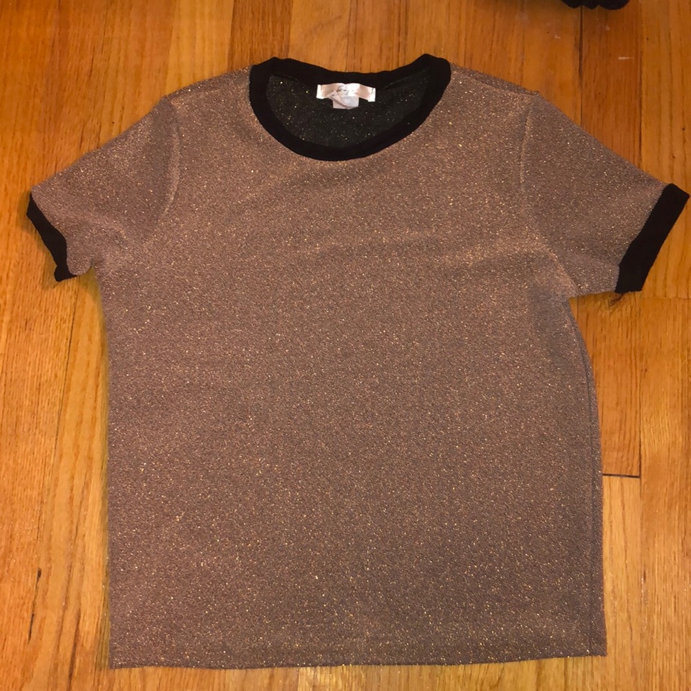 Gold metallic shirt top NWOT